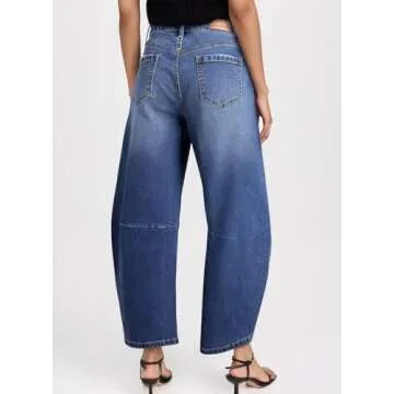 Trendy Sidefeel Women's Barrel Jeans - Wide Leg Vintage Y2K Boyfriend Denim
