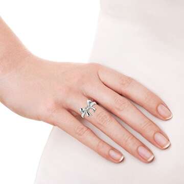 Adorable Ribbon Bow Tied Sterling Silver Ring