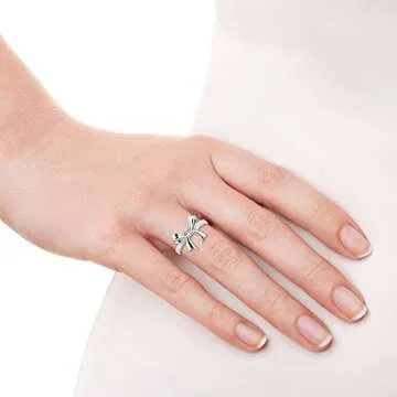 Adorable Ribbon Bow Tied Sterling Silver Ring