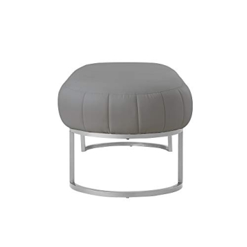 Nicole Miller Leather Bench - Grey/Silver | Design: Flavia | Upholstered | Side Channel Tufted