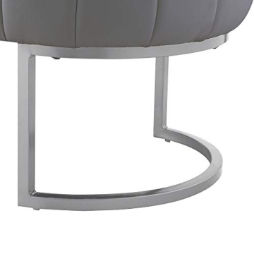 Nicole Miller Leather Bench - Grey/Silver | Design: Flavia | Upholstered | Side Channel Tufted