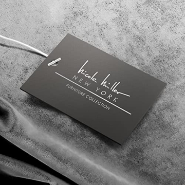 Nicole Miller Leather Bench - Grey/Silver | Design: Flavia | Upholstered | Side Channel Tufted