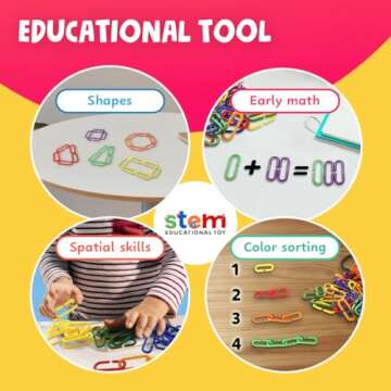 Skoolzy 120 Pcs Plastic Chain Links Rainbow - Math Links for Preschoolers, Math Manipulatives for Ea...