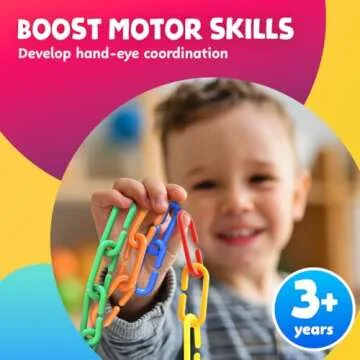 Skoolzy 120 Pcs Plastic Chain Links Rainbow - Math Links for Preschoolers, Math Manipulatives for Early Learning, Perfect for Classroom Activities, Fine Motor Skill Development