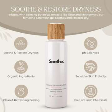 Soothe Au Naturel Cleansing Feminine Wash Gel for Intimate Areas & Sensitive Skin, Daily Vaginal Was...