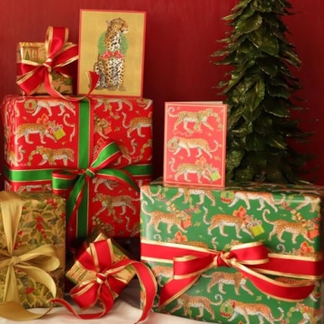 Christmas Leopards Gift Wrapping Paper - 30" x 8' Roll