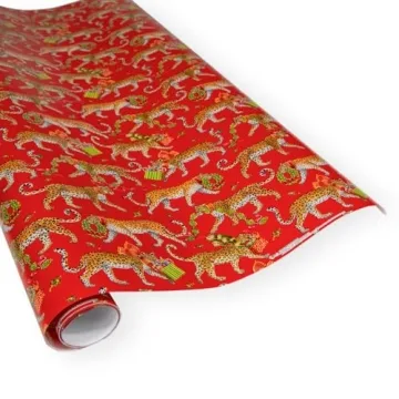 Christmas Leopards Gift Wrapping Paper - 30" x 8' Roll