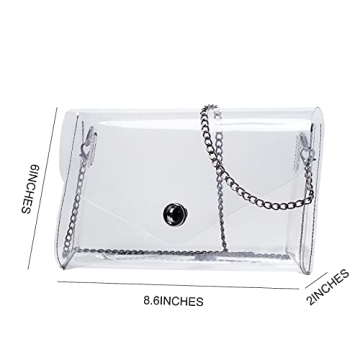 Vorspack Clear Purse for Women Stadium Approved Clear Crossbody Bag Cute for Sports Concert Prom Party Present - Clear(Black Chain)