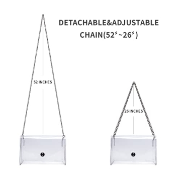 Vorspack Clear Purse for Women Stadium Approved Clear Crossbody Bag Cute for Sports Concert Prom Party Present - Clear(Black Chain)