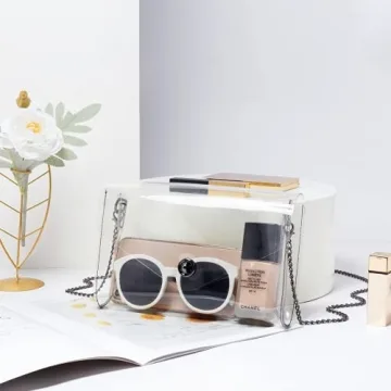 Vorspack Clear Purse for Women Stadium Approved Clear Crossbody Bag Cute for Sports Concert Prom Party Present - Clear(Black Chain)