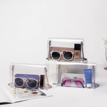 Vorspack Clear Purse for Women Stadium Approved Clear Crossbody Bag Cute for Sports Concert Prom Party Present - Clear(Black Chain)