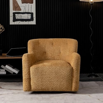 KINWELL 32.5" W Modern Swivel Chenille Accent Chair, No Assembly Square Barrel Chair for Living Room...