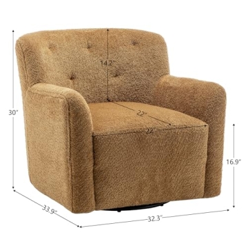 KINWELL 32.5" Swivel Chenille Barrel Chair for Living Room