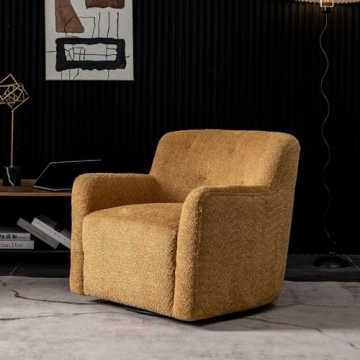 KINWELL 32.5" Swivel Chenille Barrel Chair for Living Room