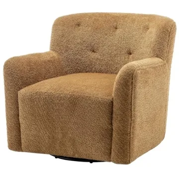 KINWELL 32.5" Swivel Chenille Barrel Chair for Living Room