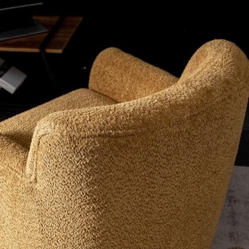 KINWELL 32.5" Swivel Chenille Barrel Chair for Living Room