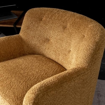 KINWELL 32.5" Swivel Chenille Barrel Chair for Living Room