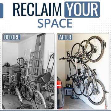 StoreYourBoard Swivel Bike Rack Garage, 4 Pack Wall Mount, Bike Storage Hooks, Space Saving Hangers