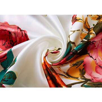 BABEYOND Women's Kimono Robe Long Satin Silky Floral Lightweight Bridesmaid Wedding Bachelorette Party Robe