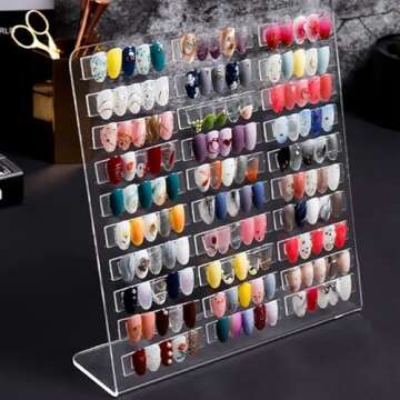 Nail Polish Rack 30 Lattice Nail Art Display Board Clear Acrylic Removable Holder Shelves Display Ra...