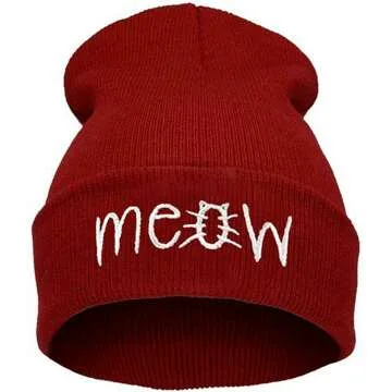 Beurio Slouchy Beanie Hat with Meow for Winter