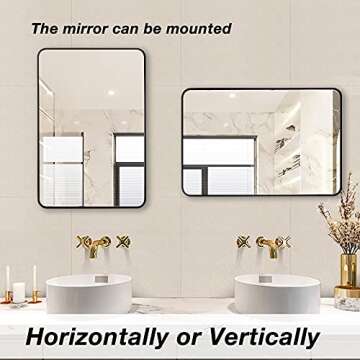SILD Bathroom Mirror Black Rectangle Wall Mirror 30 x 40 inch Large Wall Mounted Vanity Mirrors with...