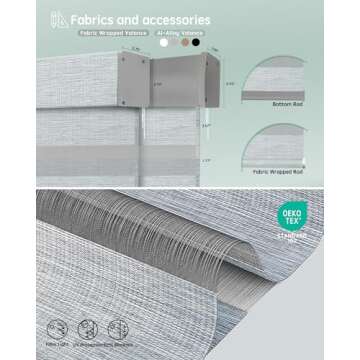 Yoolax Motorized Zebra Blinds Works with Alexa, Motorized Blinds with Remote Custom Size, Privacy Electric Blinds Zebra Blinds for Windows (80% Shading Luxury Grey)