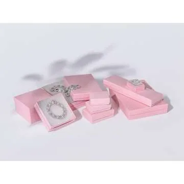 TheDisplayGuys - 100-Pack #33 Cotton Filled Cardboard Paper Jewelry Boxes Gift Case - Pastel Pink (3.5" x 3.5" x 1.0") - for Shipping or Storage
