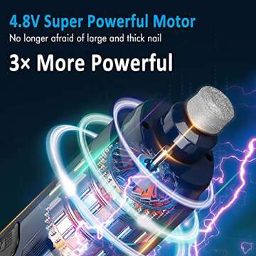 Casfuy Dog Nail Grinder with 2 LED Light - 4.8V Super Powerful 2-Speed Electric Pet Nail Trimmer for...