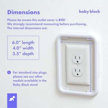Baby Block Extra Large Baby Outlet Covers Baby Proofing | Plug Covers Baby Proofing | Outlet Cover Box | Plug Covers for Electrical Outlets | Electrical Outlet Covers | Outlet Protectors for Babies