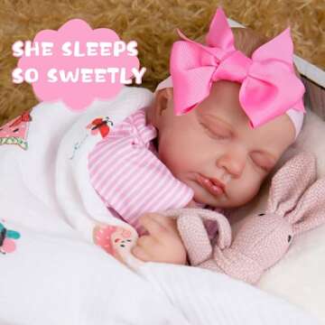 EKOKIZ Reborn Baby Dolls 20-Inch Soft Body Realistic Baby Dolls That Look Real Baby Dolls with Hand-Painted Details Lifelike Sleeping Baby Dolls Gift Set Real Life Baby Dolls for Kids Age 3+