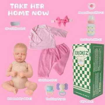 EKOKIZ Reborn Baby Dolls 20-Inch Soft Body Realistic Baby Dolls That Look Real Baby Dolls with Hand-Painted Details Lifelike Sleeping Baby Dolls Gift Set Real Life Baby Dolls for Kids Age 3+