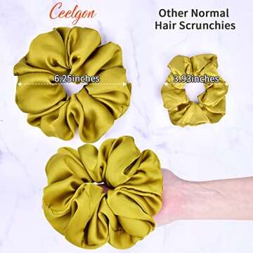 CEELGON Big Real Silk Scrunchies for Women 6.3Inches Large Scrunchie Satin Oversized Silk Thick Elas...