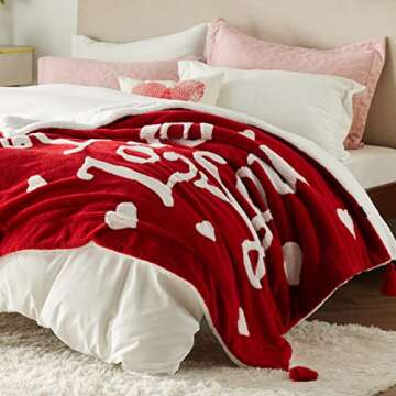Bedsure Valentines Day Throw Blanket - Soft and Warm Sherpa Heart Blankets Valentines Day Gifts for ...