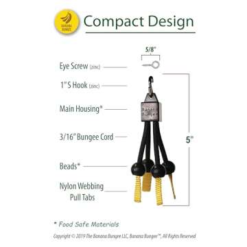 Banana Bungee Original Under Cabinet Banana Hanger Hook