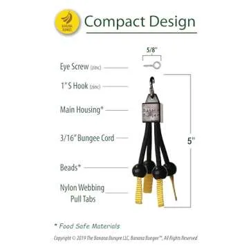 Banana Bungee Original Under Cabinet Banana Hanger Hook