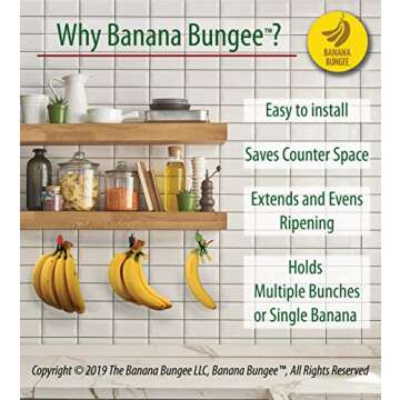 Banana Bungee Original Under Cabinet Banana Hanger Hook