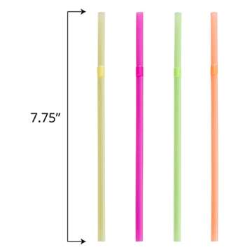 Vibrant 500 Pack Flexible Neon Drinking Straws