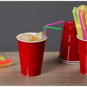Vibrant 500 Pack Flexible Neon Drinking Straws