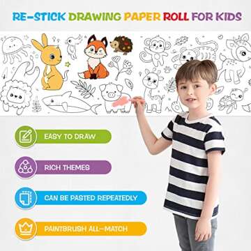 2 Pcs Children's Drawing Roll, Coloring Paper Roll for Kids, 118×11.8 Inch Sticky DIY Painting Draw...