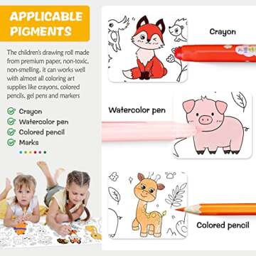 2 Pcs Children's Drawing Roll, Coloring Paper Roll for Kids, 118×11.8 Inch Sticky DIY Painting Drawing Paper Rolls for Toddler, Christmas Gift, Wall Coloring Paper Stickers