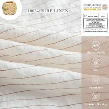 Simple&Opulence 100% Pure Linen Duvet Cover Set, 3Pcs Striped Washed Natural Flax Bedding Set with Button Closure, Soft Breathable Durable Farmhouse,1Duvet Cover and 2Pillowshams (Queen, Brown Stripe)