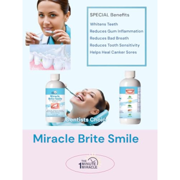 Miracle Brite Smile Mouthwash - Teeth whitening, Breath freshening, Removing Bad Breaths & Tooth Sensitivity with The Power of 3% Hydrogen Peroxide and Organic Essential Oils.