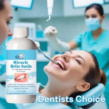 Miracle Brite Smile Mouthwash - Teeth whitening, Breath freshening, Removing Bad Breaths & Tooth Sensitivity with The Power of 3% Hydrogen Peroxide and Organic Essential Oils.