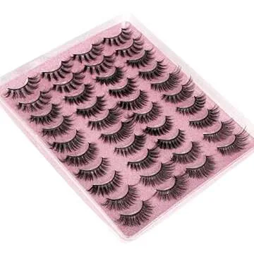 20 Pairs False Eyelashes 3D Faux Mink Lashes Natural Look Wispy Fake Eyelashes ALPHONSE 16-20MM Fluffy Volume Long Thick Lashes Pack 5 Styles Mixed