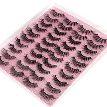 20 Pairs False Eyelashes 3D Faux Mink Lashes Natural Look Wispy Fake Eyelashes ALPHONSE 16-20MM Fluffy Volume Long Thick Lashes Pack 5 Styles Mixed