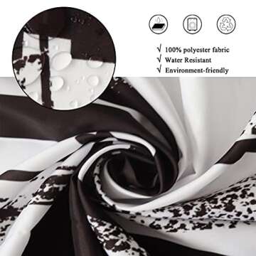 GCIREC Black and White Shower Curtain, Abstract Art with Brushstrokes Chaos Image Print Bathroom Curtain for Men Contemporary Bathtub Decor Waterproof Fabric Machine Washable with 12 Hooks