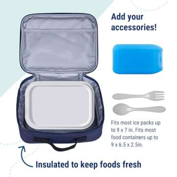 Wildkin Kids Insulated Lunch Box – Durable and Reusable for School & Travel - Whale Blue