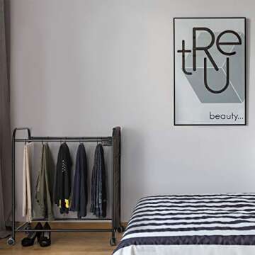RZChome Black Pant/Jeans/Trouser Rolling Trolley-Closet Organizer-Come with 20 Hangers Iron-Set and Oxford Bag
