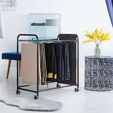 RZChome Black Pant/Jeans/Trouser Rolling Trolley-Closet Organizer-Come with 20 Hangers Iron-Set and Oxford Bag